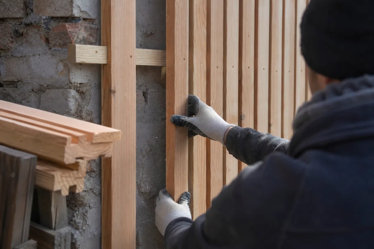 Bardage bois vertical posé à claire-voie sur la façade d&rsquo;une maison nantaise