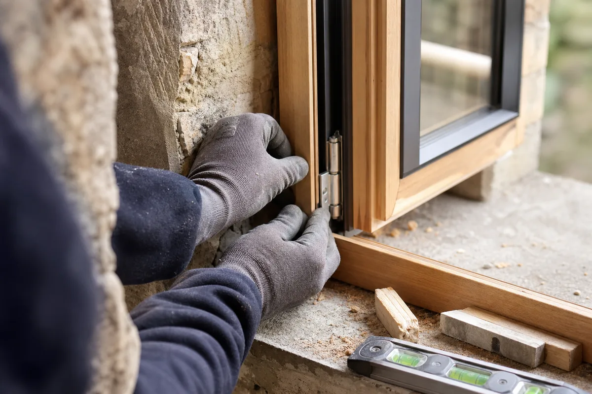Façade de maison de ville nantaise avec fenêtres bois-alu récemment remplacées