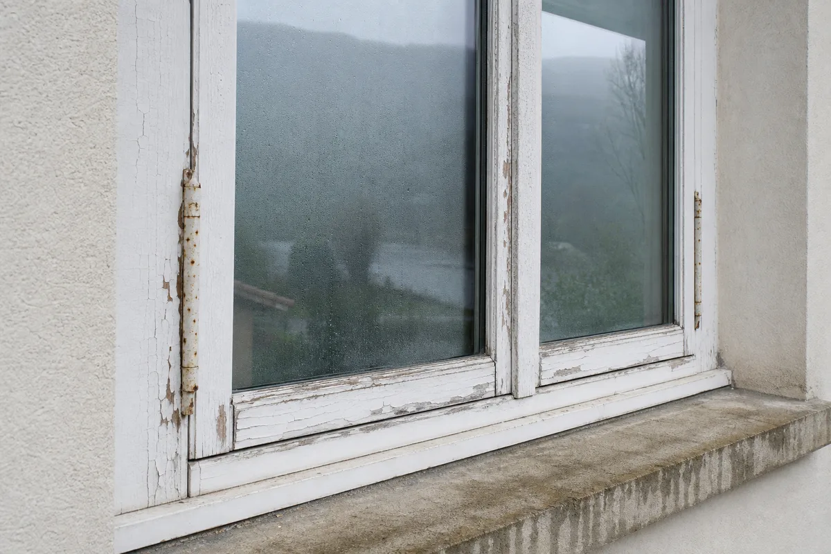 Pavillon des années 1980 de l&rsquo;est nantais aux fenêtres bois d&rsquo;origine à remplacer
