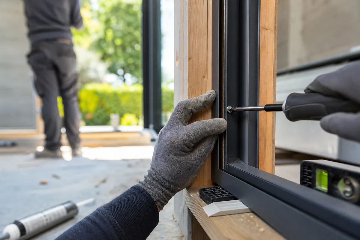 Menuisier réglant un ouvrant neuf sur un dormant conservé lors d&rsquo;une rénovation